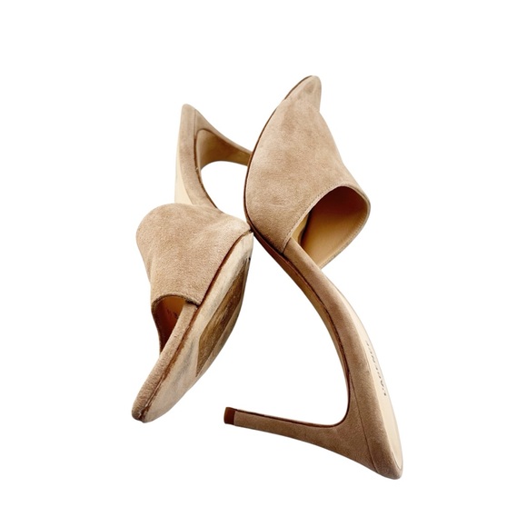 L'Agence Womens Lolita Suede Open Toe Mules EU39 Tan Stiletto Heel Pointed Toe - Picture 4 of 12